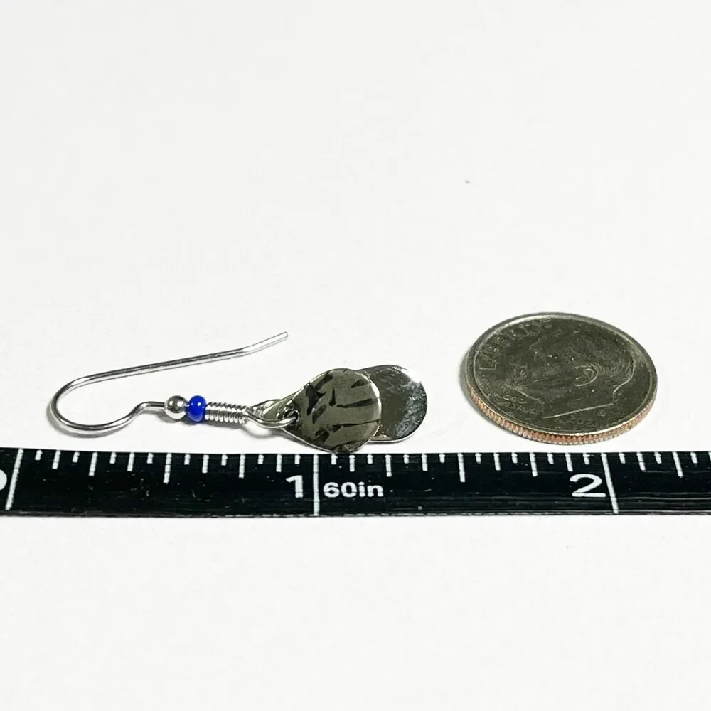 Teardrop Dangle Earrings Charms Silver Tone Animal Print Hooks Blue Bead Lure